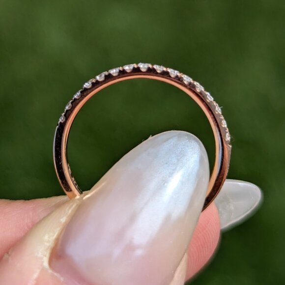 14 Karat Rose Gold Diamond Wedding Band - Picture 2 of 4